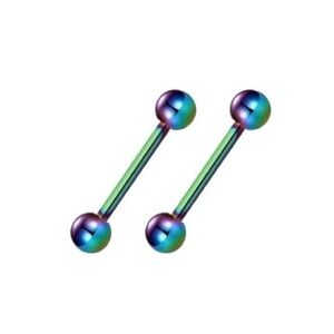 Stainless Steel Holographic Straight Barbell Jewelry with Balls
